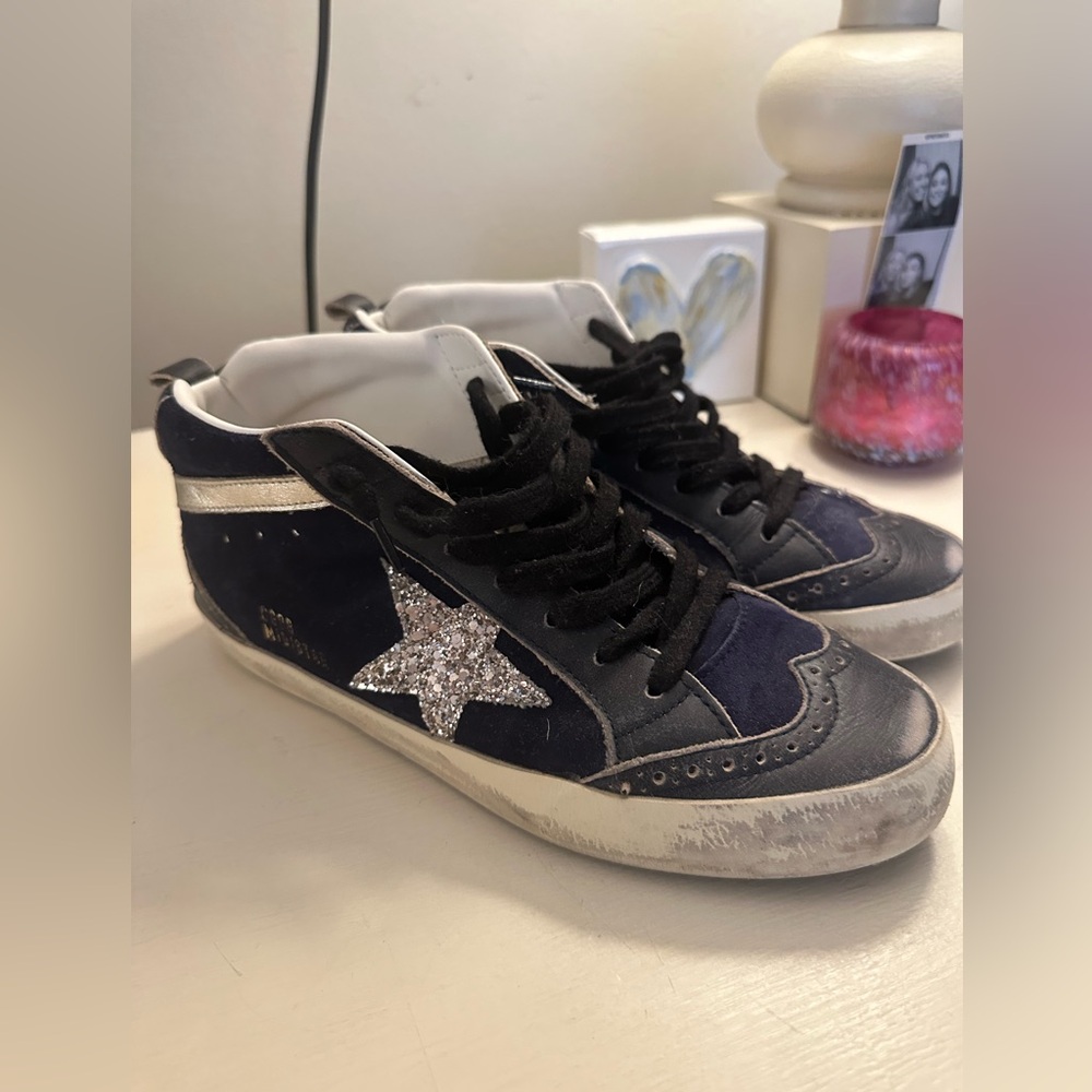 Golden Goose Mid Star Suede Upper Glitter